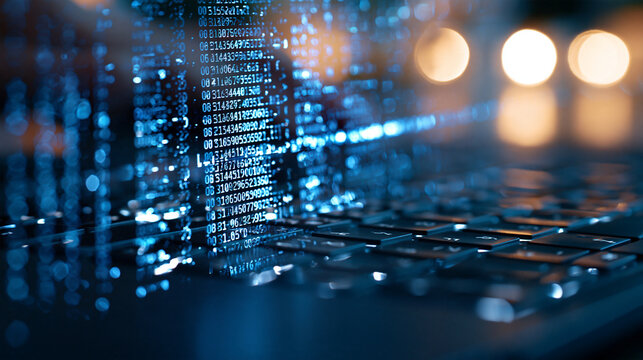 Computer screen displaying software code in c plus plus syntax with columns of memory addresses close up with a deep blue glow and the cursor near a highlighted line