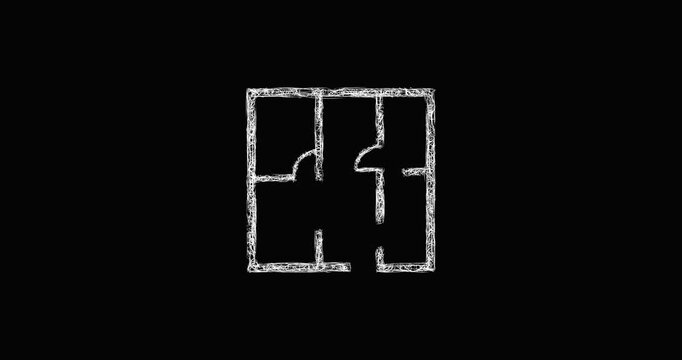 Sketch floor plan icon animation - smooth progressive reveal
