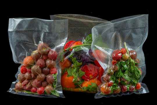 Vacuum-Sealed Veggies on Black