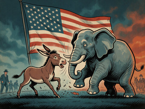 Vintage Political Comic Scene