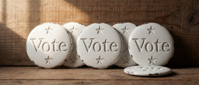 Rustic Vote Campaign Buttons Arrangement