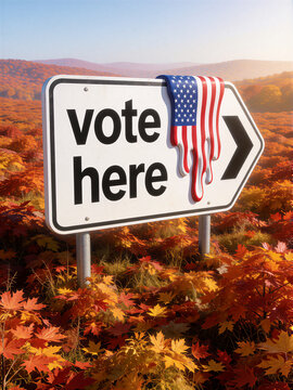 Surreal Vote Here Sign Concept Scene