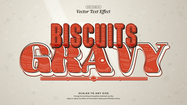 Biscuits Gravy Red Letterpress Text Effect on Ivory Paper
