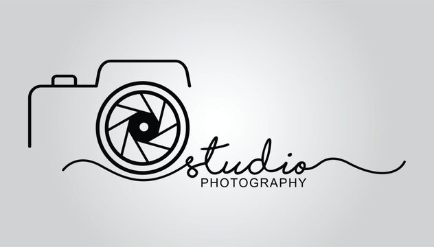 Hand drawn of camera photography logo, icon, design template