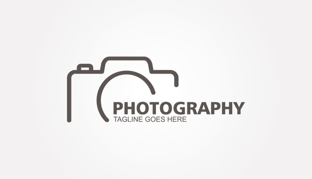 Hand drawn of camera photography logo, icon, design template