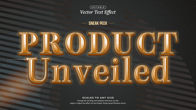 Product Unveiled Caramel Orange Serif Text Effect on Charcoal Stripes
