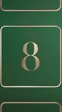Advent calendar door 8 opening green screen green and gold vertical