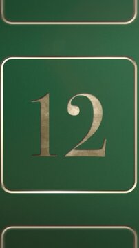 Advent calendar door 12 opening green screen green and gold vertical