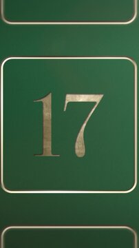 Advent calendar door 17 opening green screen green and gold vertical