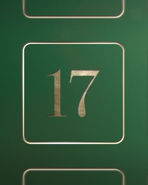 Advent calendar door 17 opening green screen green and gold 4:5