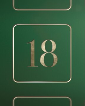 Advent calendar door 18 opening green screen green and gold 4:5