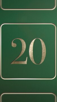Advent calendar door 20 opening green screen green and gold vertical