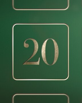Advent calendar door 20 opening green screen green and gold 4:5