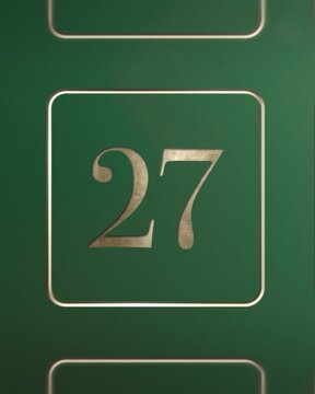 Advent calendar door 27 opening green screen green and gold 4:5