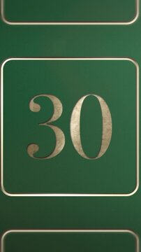 Advent calendar door 30 opening green screen green and gold vertical