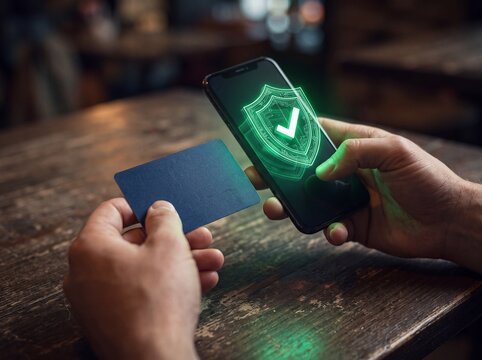 Person using a mobile device for secure digital payment transactions