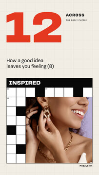 Crossword Stories / Oversized Red Clue Number With a Puzzle Photo Frame for Fashion Promos, Creative Portfolios and Social Media / Vertical / Part 04
