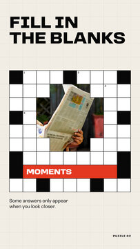 Crossword Stories / Bold Photo Window Inside a Black and White Puzzle Grid for Editorial Posts, Reading Promos and Social Media / Vertical / Part 02