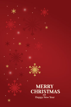 Luxury red and gold christmas social media story template with falling line art snowflakes and text space