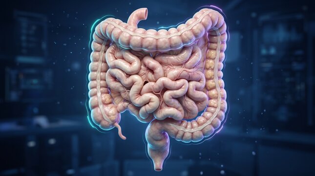 Human Small and Large Intestines 3D Anatomy