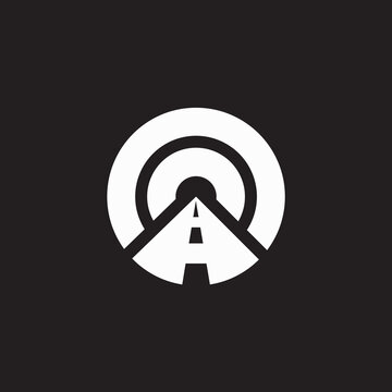 Road logo illustration, path asphalt road street highway vector icon.