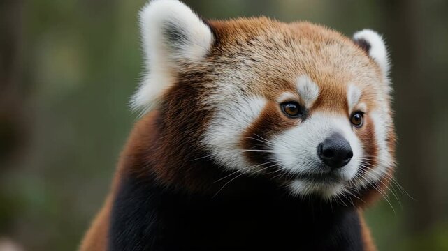 close-up of red panda face with vibrant fur texture and expressive eyes