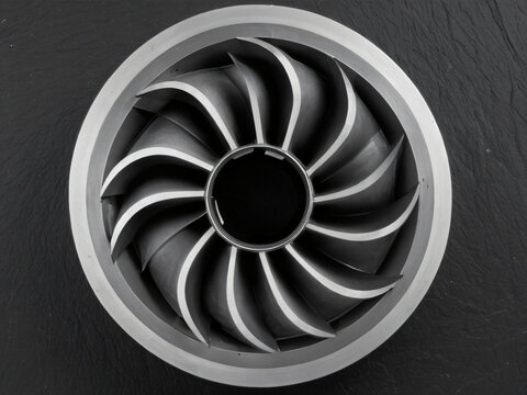 Top-Down Technical Plan View of Monolithic 5-Axis CNC Titanium Impeller