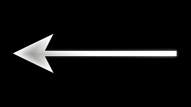Black a arrow pointing to left it has a solid bold design with triangular arrowhead on left side and straight line highlight to right Stock Illustration