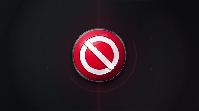 Prohibition sign glows red against a dark textured background symbolizing restriction.