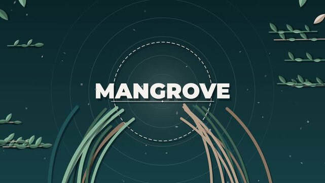 Animated graphic title sequence featuring a mangrove plant theme