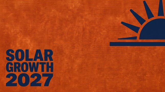 Solar Growth 2027 business planning strategy and renewable energy roadmap template with orange textured background for corporate presentation banner