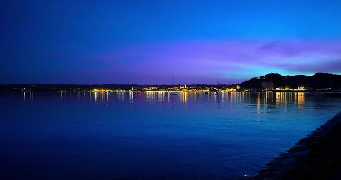 First lights of dawn in Arona on Lake Maggiore