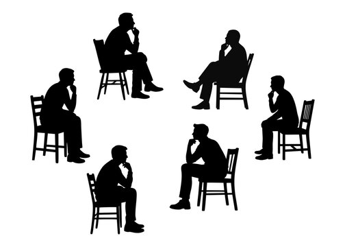 COLLECTION OF SILHOUETTES OF MEN SITTING IN CHAIRS
