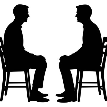 SILHOUETTE OF TWO MEN SITTING ON CHAIRS
