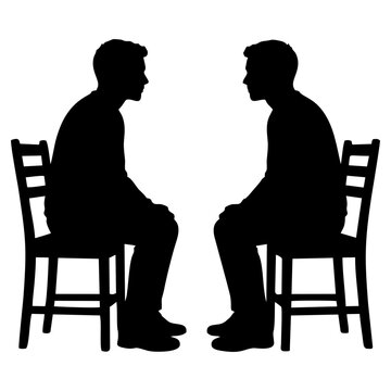 SILHOUETTE OF TWO MEN SITTING ON CHAIRS