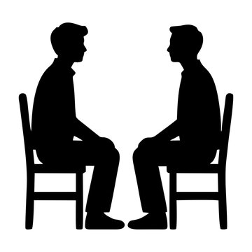 SILHOUETTE OF TWO MEN SITTING ON CHAIRS