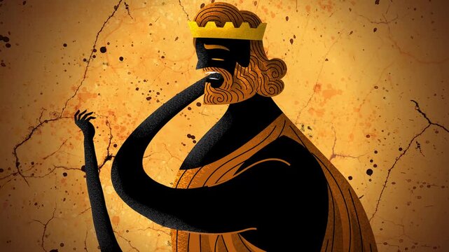 Greek myth of Erysichthon cursed with insatiable hunger devouring his own arm