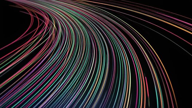 Abstract Colorful Curved Light Trails 4K Generative AI