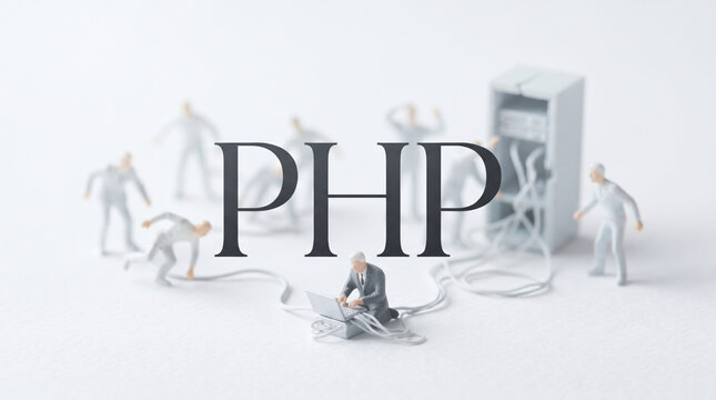 「PHP」の文字とエンジニアのイメージ