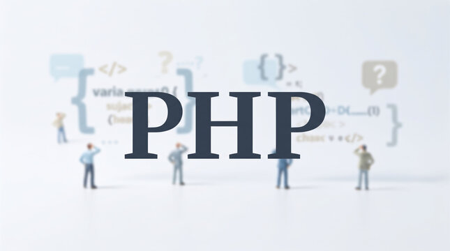 「PHP」の文字を配置したプログラミングの概念画像