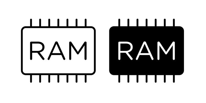 RAM memory icon flat outline in black