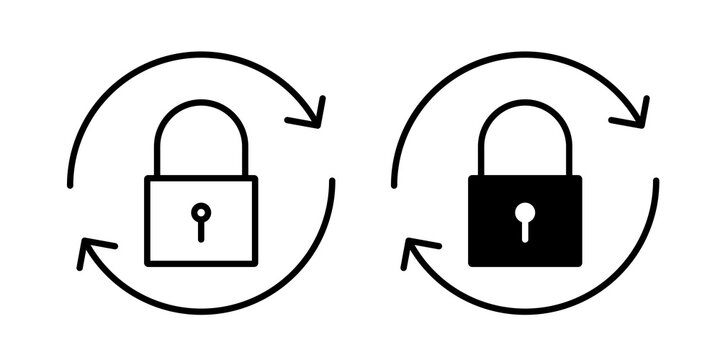 Change Password icon flat outline in black