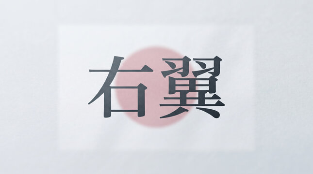 「右翼」の文字を配置した日本の政治イデオロギーの概念画像