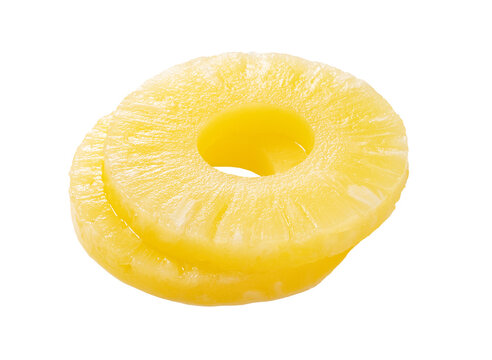 Slices of canned pineapple rings isolated on transparent background