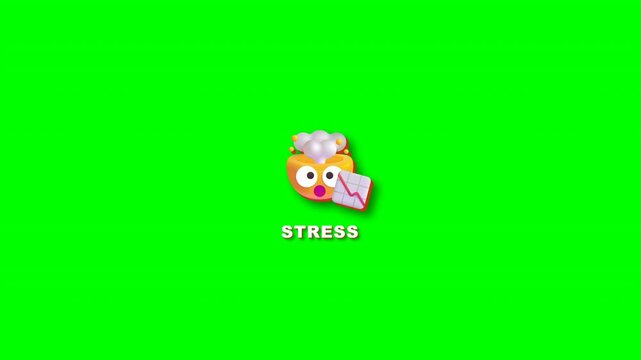 Animated stress emoji icon with exploding head and falling financial chart