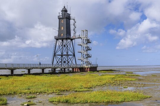Obereversand Lighthouse on the Wadden Sea, Dorum-Neufeld, Wurster North Sea Coast, North Sea Coast, Land Wursten, Lower Saxony, Germany