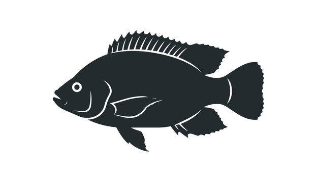Silhouette of a Tilapia Fish Facing Left.