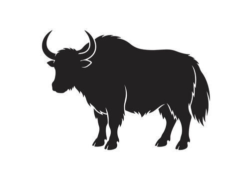 Silhouette of a majestic yak standing proudly.