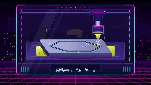 Futuristic digital manufacturing system automating industrial production and digital commerce vendor procurement workflow