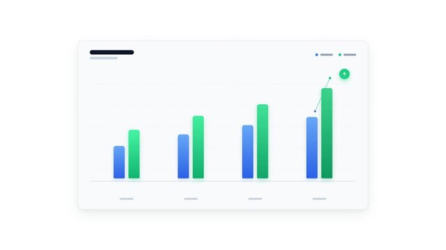 Animated revenue comparison bar chart with growth difference indicator